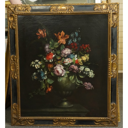 24 - 17th century Dutch School Still life of flowers in a vase upon a ledgeoil on canvas70 x 60cm... 