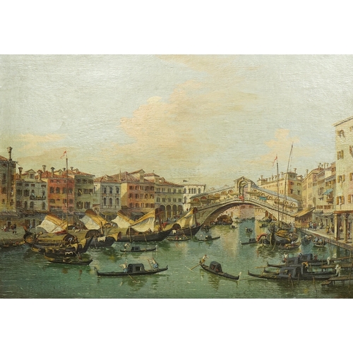 34 - After Francesco Guardi (Italian, 1712-1793) The Rialto Bridge, Veniceoil on canvassigned49 x 69cm... 