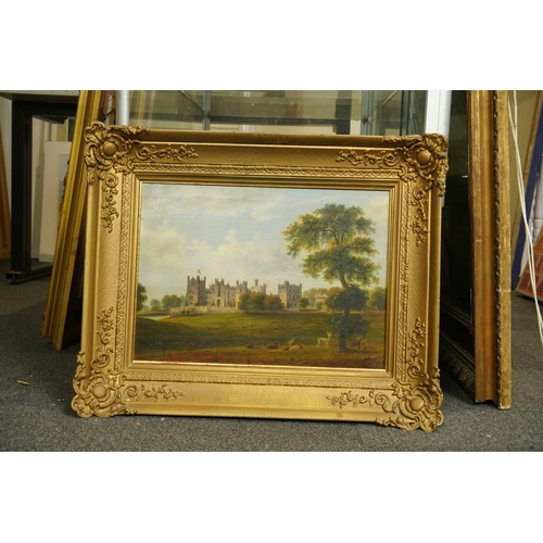 37 - English School c.1840 View of Raby Castle, with deer to the foregroundoil on canvas32 x 44cm... 