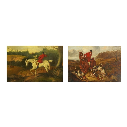 49 - John Alfred Wheeler (English, 1821-1903) Hunting scenesoil on canvas, a pair24 x 34.5cm... 