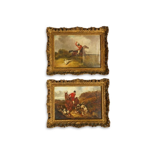 49 - John Alfred Wheeler (English, 1821-1903) Hunting scenesoil on canvas, a pair24 x 34.5cm... 