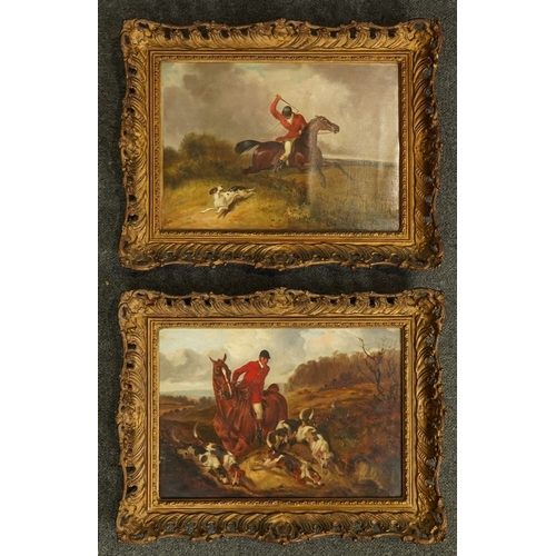 49 - John Alfred Wheeler (English, 1821-1903) Hunting scenesoil on canvas, a pair24 x 34.5cm... 