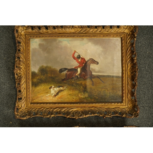 49 - John Alfred Wheeler (English, 1821-1903) Hunting scenesoil on canvas, a pair24 x 34.5cm... 