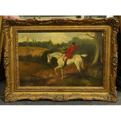 50 - John Alfred Wheeler (English, 1821-1877) Hunting sceneoil on canvas30 x 45cm... 