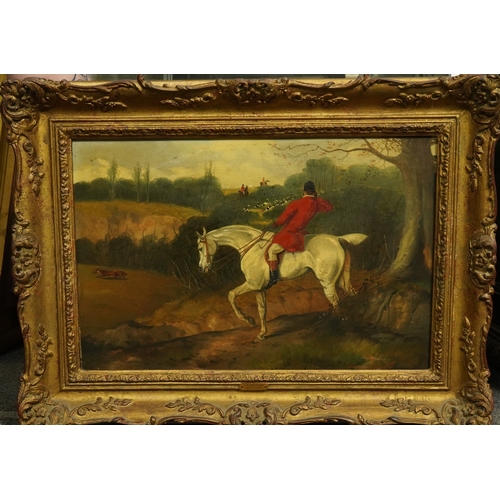 50 - John Alfred Wheeler (English, 1821-1877) Hunting sceneoil on canvas30 x 45cm... 