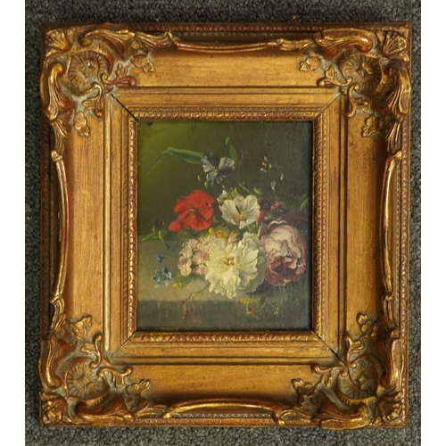 62 - Dutch School c.1890 Still life of flowers upon a ledgeoil on wooden panelindistinctly signed12 x 10c... 