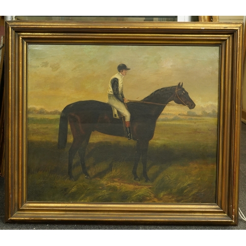 67 - After John Arnold Alfred Wheeler Racehorse St Simon with Fred Archer upoil on canvassigned Morey50 x... 