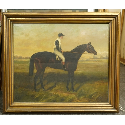 67 - After John Arnold Alfred Wheeler Racehorse St Simon with Fred Archer upoil on canvassigned Morey50 x... 