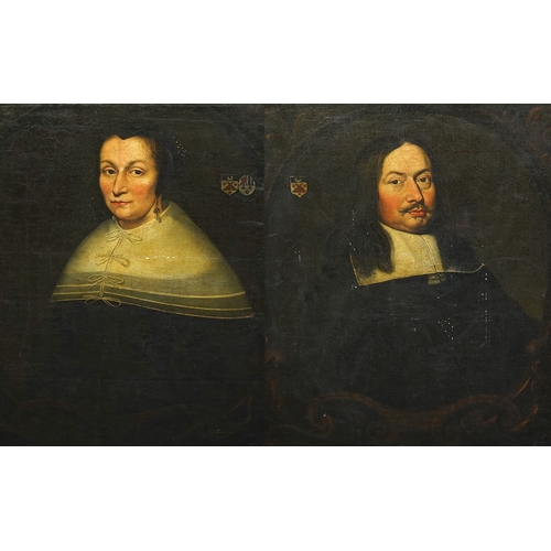 7 - Attributed to Jan Albertsz Rootius (Dutch, 1624-1666) Half length portraits of a nobleman and his wi... 