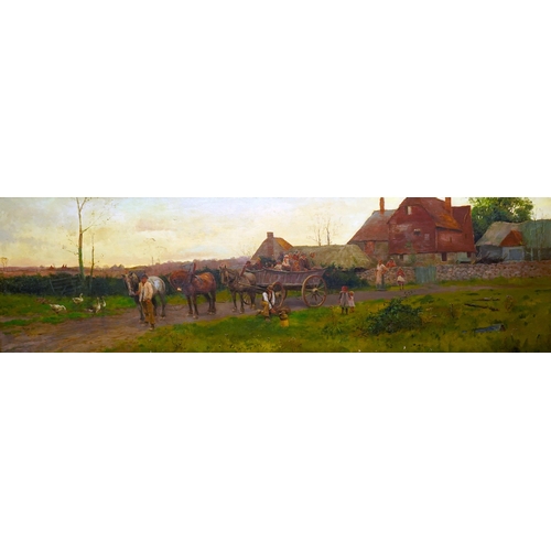 83 - William Anderson (English, fl.1856-1893) A Kentish outing by horse cartoil on canvassigned44 x 148cm... 