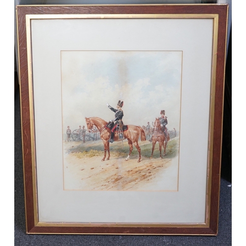 86 - Orlando Norie (Belgian, 1832-1901) Mounted Officers of The Royal Artillerywatercoloursigned40 x 32cm... 