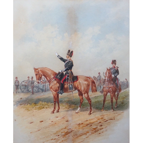 86 - Orlando Norie (Belgian, 1832-1901) Mounted Officers of The Royal Artillerywatercoloursigned40 x 32cm... 