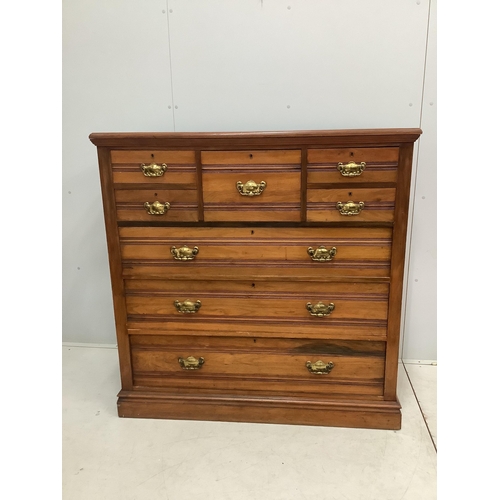 1086 - A late Victorian walnut chest, width 122cm, depth 54cm, height 123cm. Condition - fair to good... 
