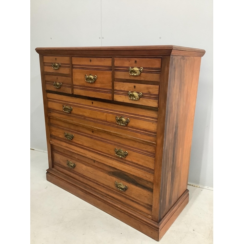 1086 - A late Victorian walnut chest, width 122cm, depth 54cm, height 123cm. Condition - fair to good... 