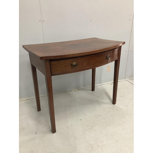 1108 - A George III banded mahogany bowfront side table, width 86cm, depth 53cm, height 72cm. Condition - f... 