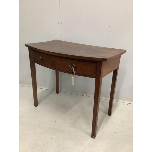1108 - A George III banded mahogany bowfront side table, width 86cm, depth 53cm, height 72cm. Condition - f... 