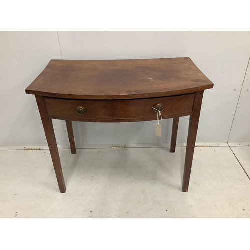 1108 - A George III banded mahogany bowfront side table, width 86cm, depth 53cm, height 72cm. Condition - f... 