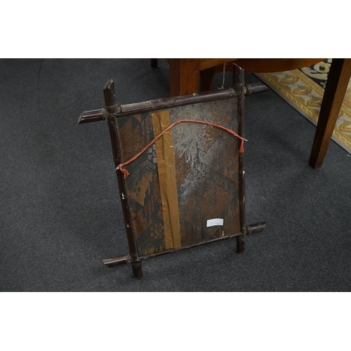 1133 - An early 20th century French simulated bamboo rectangular wall mirror, height 63cm, together with a ... 