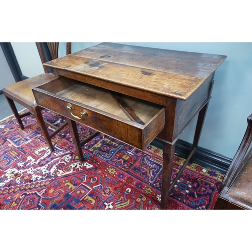 1163 - An 18th century oak side table, width 79cm, depth 49cm, height 75cm. Condition - poor to fair
