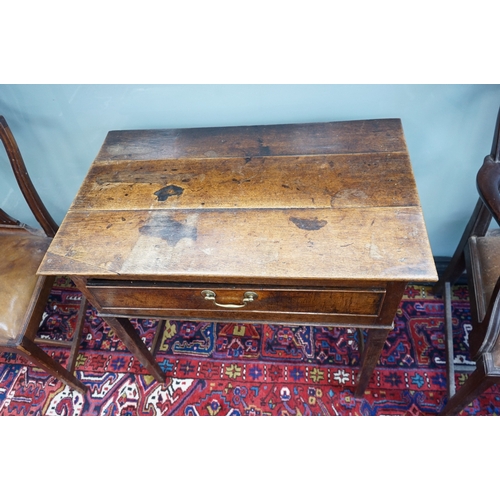 1163 - An 18th century oak side table, width 79cm, depth 49cm, height 75cm. Condition - poor to fair
