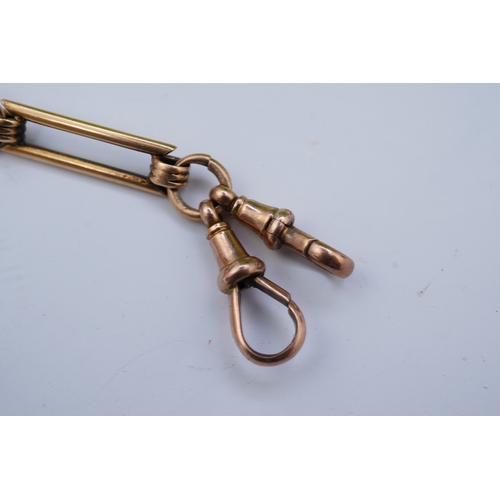 62 - A continental 18k gold open faced keyless lever pocket watch, with a 9ct albert, the watch with Roma... 