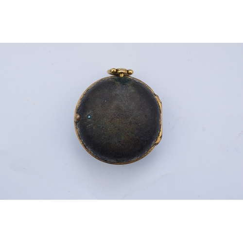 64 - An 18th century gilt metal and leather pair cased key wind verge pocket watch by Samuel Adams, Broml... 