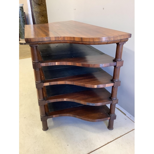 13 - A rosewood open folio stand, width 128cm, depth 60cm, height 76cm. Condition - fair