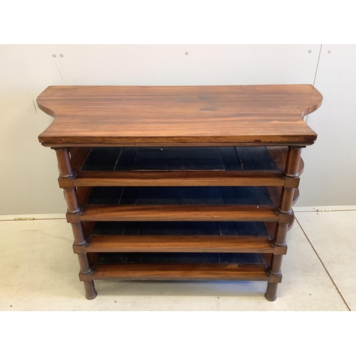 13 - A rosewood open folio stand, width 128cm, depth 60cm, height 76cm. Condition - fair