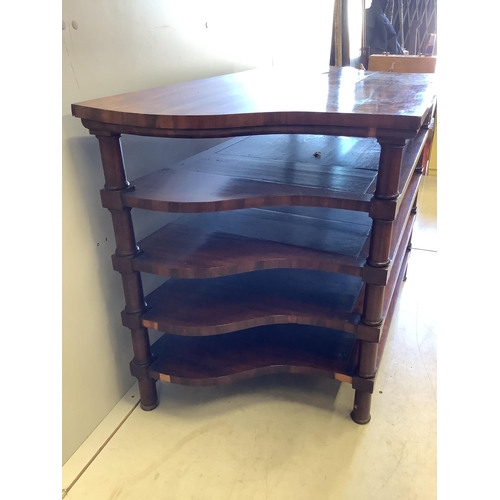 13 - A rosewood open folio stand, width 128cm, depth 60cm, height 76cm. Condition - fair