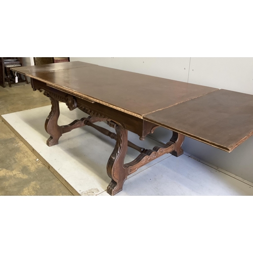 20 - A Spanish style rectangular carved oak refectory table, width 180cm, depth 100cm, height 78cm. Condi... 