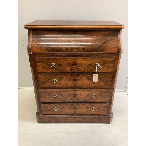 34 - A 19th century French figured walnut enclosed washstand, width 80cm, depth 44cm, height 95cm. Condit... 