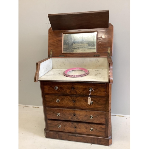 34 - A 19th century French figured walnut enclosed washstand, width 80cm, depth 44cm, height 95cm. Condit... 