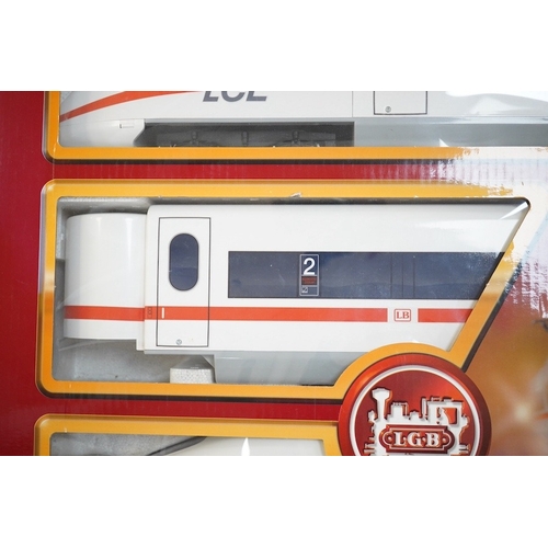 A boxed LGB G scale (45mm gauge) LCE train set (78600) together