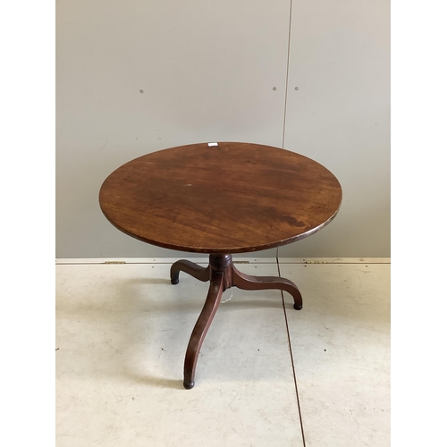 45 - An early 19th century circular mahogany tilt top tripod tea table, diameter 86cm, height 67cm. Condi... 