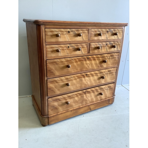 66 - A Victorian satin birch chest of drawers, stamped Moore and Hunton, London, width 104cm, depth 51cm,... 