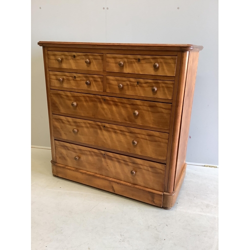 66 - A Victorian satin birch chest of drawers, stamped Moore and Hunton, London, width 104cm, depth 51cm,... 