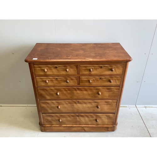 66 - A Victorian satin birch chest of drawers, stamped Moore and Hunton, London, width 104cm, depth 51cm,... 