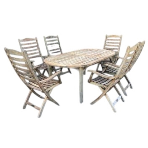 28 - A weathered slatted teak Nova extending garden table, width 240cm extended, depth 100cm, height 71cm... 