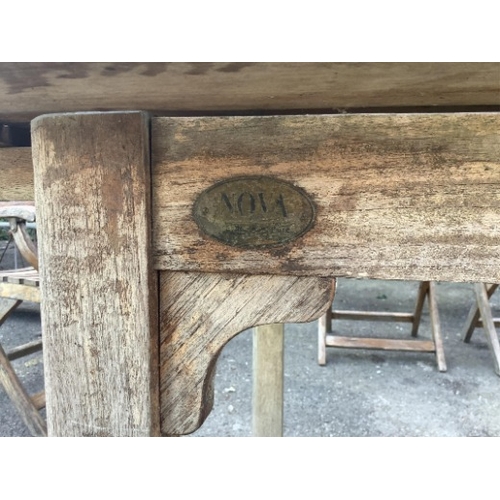 28 - A weathered slatted teak Nova extending garden table, width 240cm extended, depth 100cm, height 71cm... 