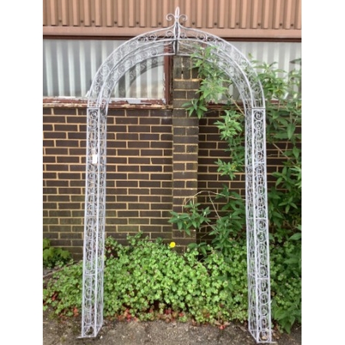 38 - A painted metal garden arch, width 132cm, height 240cm