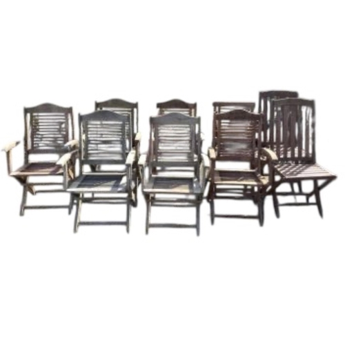 63 - Six teak folding garden chairs by Firman and three others