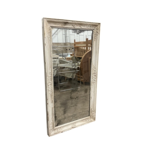 87 - A Victorian rectangular painted wood and composition wall mirror, width 65cm, height 125cm