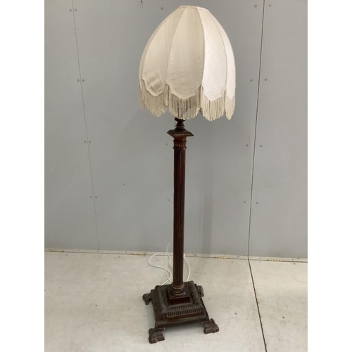 89 - A Victorian style brass telescopic oil lamp standard converted to electricity, height 140cm
