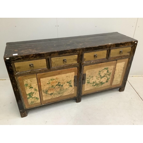 95 - A Chinese painted sideboard, width 154cm, depth 44cm, height 82cm
