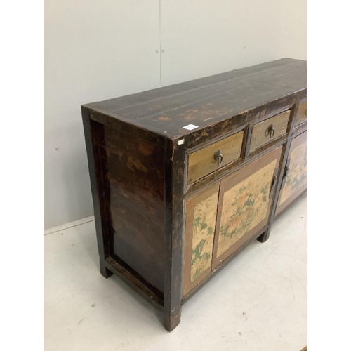 95 - A Chinese painted sideboard, width 154cm, depth 44cm, height 82cm