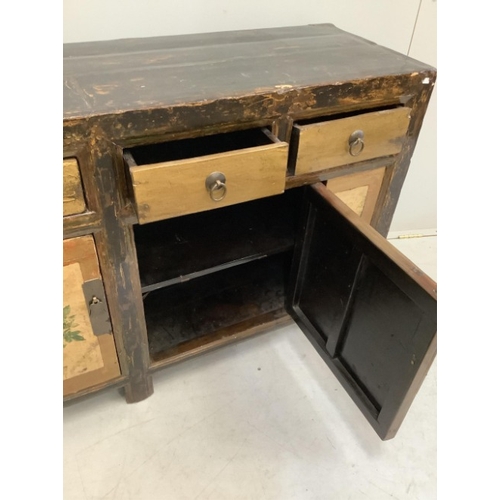 95 - A Chinese painted sideboard, width 154cm, depth 44cm, height 82cm