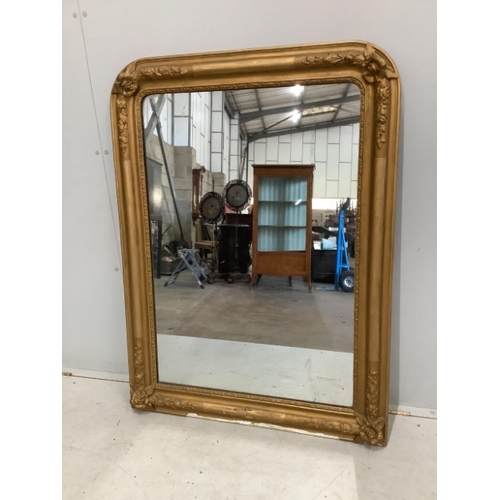 97 - A Victorian giltwood and composition overmantel mirror, width 90cm, height 122cm