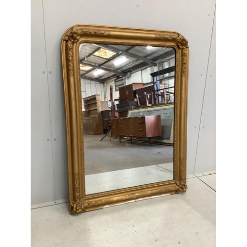 97 - A Victorian giltwood and composition overmantel mirror, width 90cm, height 122cm