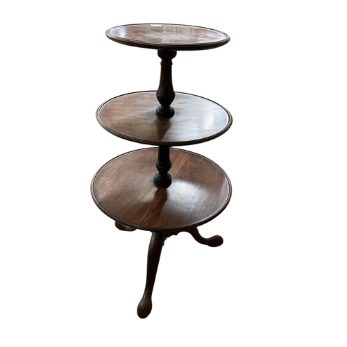 74 - A George III mahogany three tier whatnot, height 106cm