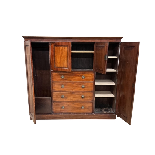 96 - A Victorian mahogany compactum wardrobe, width 188cm, depth 52cm, height 170cm